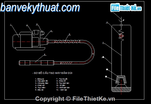 Bản vẽ,cơ khí,Bản vẽ autocad,Máy đầm dùi